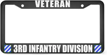 Ветеран 3-й пехотной дивизии Металлическая рамка автомобильного номерного знака Автомобильные аксессуары с 2 отверстиями 12 x 6 дюймов для транспортных средств США Стандартно  5