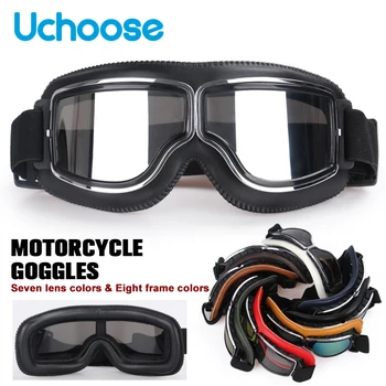 Ветрозащитные Велосипедные очки в виде шлема, Кожаные Защитные очки с антибликовым покрытием, очки в стиле стимпанк для мотокросса по пересеченной местности, легко носить с собой  2