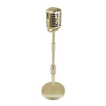 Винтажная модель настольного микрофона с регулируемой высотой, классическая подставка для микрофона в стиле ретро, золотой цвет  10