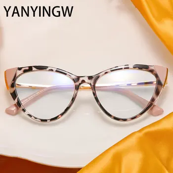 Винтажная модная Женская оптическая оправа для очков с кошачьим глазом, Двухцветная оправа для очков Tr90, анти-синие компьютерные очки  5