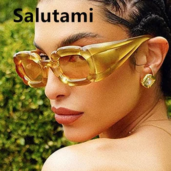 Винтажные квадратные солнцезащитные очки с цветами карамельного цвета для женщин, Новый модный бренд Y2k, сексуальные солнцезащитные очки, женские Элегантные Градиентные оттенки  5