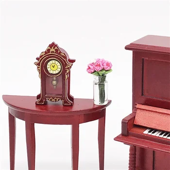 Винтажный кукольный домик Миниатюрная модель 1:12, Игрушечный Мини-классический стол, Настольные часы, Антикварная мебель, Каминные часы, Доступ к домашнему украшению  5