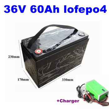 водонепроницаемая батарея Lifepo4 36V 60AH Lifepo4 с BMS для 2000w 1500W самоката велосипеда Трехколесного велосипеда Солнечной резервной мощности гольф-кары + 10A зарядное устройство  5