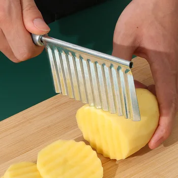 Волнистый резак для картофельных чипсов из нержавеющей стали, нож для теста, Овощерезка для фруктов, Волнистый нож для измельчения картофеля Фри, Кухонные гаджеты  5