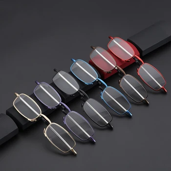 Вращающиеся портативные очки для мужчин и женщин при пресбиопии Телескопические ножки Складные очки для чтения В комплекте футляр для очков  10