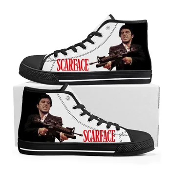Высокие кроссовки Scarface Мужские Женские Подростковые Высококачественные парусиновые кроссовки Al Pacino пара Обуви Повседневная обувь на заказ  5