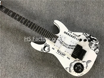 Высококачественная FDOH-002 белого цвета, оригинальная черная фурнитура, электрогитара Kirk Hammett Ouija  5