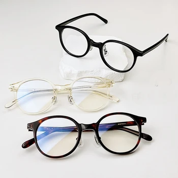 Высококачественная ацетатная оправа для оптических очков для мужчин и женщин, круглые очки для близорукости в стиле ретро, очки японского люксового бренда ручной работы  4