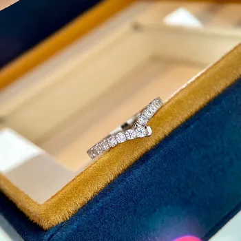 Высококачественное V-образное кольцо из стерлингового серебра 925 пробы для женщин, изысканные ювелирные изделия  5