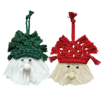 Вязаные куклы для рождественской елки, милая шляпа для куклы-гнома, плюшевые украшения для елки, Дерево, Вязаный подвесной кулон, Рождественское украшение  5