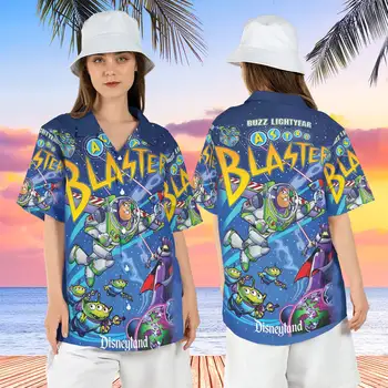 Гавайская Рубашка Базза Лайтера Astro Blaster Мужская Рубашка С Коротким Рукавом Lightyear Space Ranger Гавайская Рубашка Disney Beach Shirt  5
