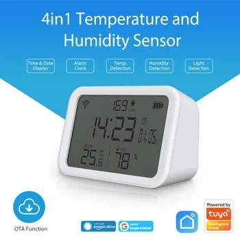 Двухрежимные часы Smart WiFi / Температура / Влажность / Освещенность / Многофункциональный датчик 