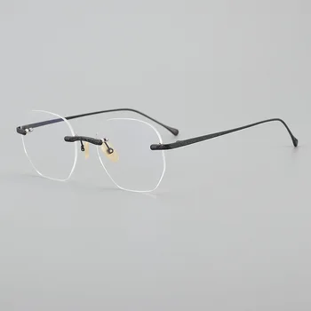 Деловое чтение, классические очки для пресбиопии, оправа для оптической близорукости, модные женские квадратные очки без оправы из чистого титана  5