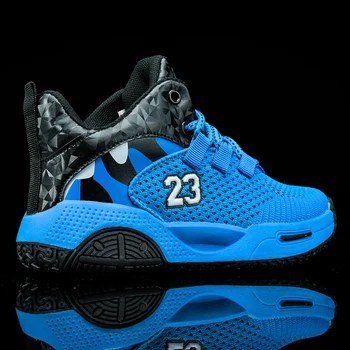 Детская баскетбольная обувь для мальчиков 2023, кроссовки для мальчиков, нескользящая детская обувь для тренеров, уличная кожаная детская спортивная обувь  5
