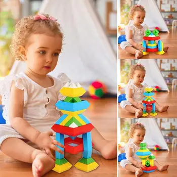 Детская Квадратная игрушка-конструктор для творчества, Пирамидальная игрушка для укладки, Обучающая Монтессори, Штабелируемая головоломка, игрушки для взаимодействия  2