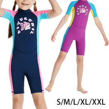 Детские купальники для дайвинга, купальный костюм, водонепроницаемый купальный костюм с коротким рукавом  5