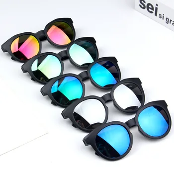 Детские солнцезащитные очки с красочным отражающим зеркалом, Горячая распродажа, Классические Ретро-Милые Солнцезащитные очки для мальчиков и девочек, Круглые очки UV400  5