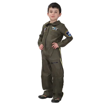 Детский костюм летчика, костюмы ВВС для мальчиков, форма для косплея, Детский косплей ArmyGreen Soldier на Хэллоуин  5