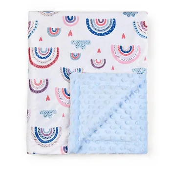 Детское одеяло из мягкой норки с двухслойным флисовым пеленанием в горошек для новорожденных мальчиков и девочек  5