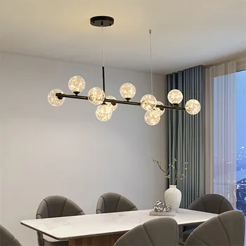 Длинная люстра в постмодернистском стиле, дизайнерский стеклянный шар, светильник для гостиной, кухни, офиса, подвесной светильник для обеденного стола в скандинавском стиле  3