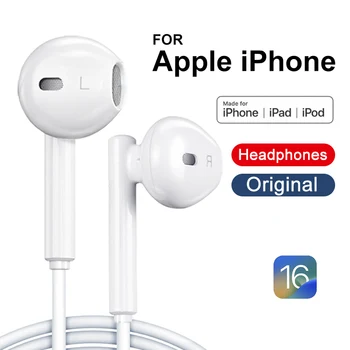 Для Apple iPhone 15 Pro Max Оригинальные наушники iPhone 14 13 12 11 X XS XR 7 8 Plus проводные наушники Bluetooth Аксессуары для телефонов  0