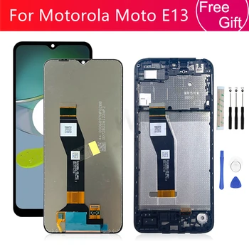 Для Motorola Moto E13 ЖК-дисплей, сенсорный экран, дигитайзер в сборе с рамкой Для замены запасных частей для ЖК-экрана Moto E13  4