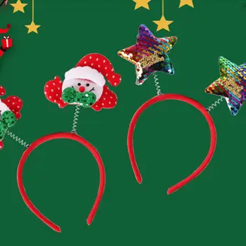 для рождественской вечеринки Оленьи рога Санта Клауса Модный обруч для волос Рождественское украшение Мультяшная повязка на голову Рождественская лента для волос  5