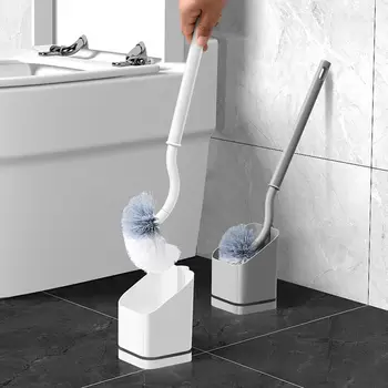 Домашний пластиковый держатель для чистки с длинной ручкой, щетка для унитаза, инструменты для чистки ванной комнаты без перфорации  5