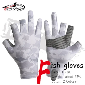 Дышащие перчатки для уличной рыбалки WALK FISH UPF50 + Солнцезащитные мужские перчатки для защиты рук, перчатки для спортивной одежды, одежда для ловли карпа, Pesca  5