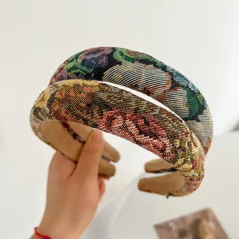Женская винтажная цветочная лента с вышивкой для взрослых, праздничный головной убор, ретро-повязка с цветочной вышивкой для женщин  5