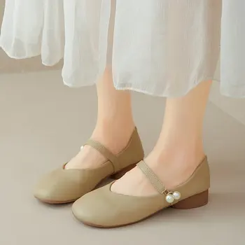 Женские босоножки на массивном каблуке, модная брендовая обувь с круглым носком, Mary Jane 2023, Летняя новая тенденция, повседневное платье для прогулок  5