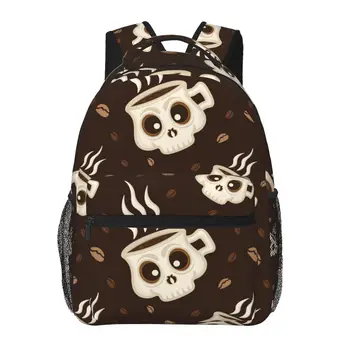 Женский рюкзак с милым кофейным черепом, модная сумка для женщин, Мужская школьная сумка, Сумка для книг Mochila  5