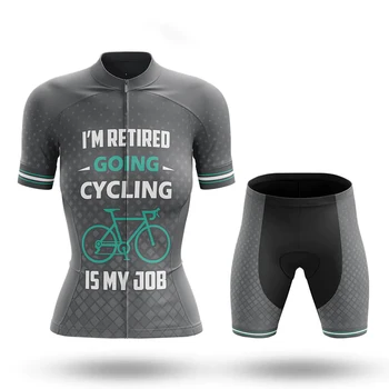 Женский Я на пенсии, езда на велосипеде- моя работа, комплект из джерси для велоспорта, Шорты, костюм, Велосипедная одежда, комплекты для горных шоссейных велосипедов, одежда  5