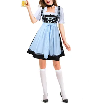 Женское платье для Баварского Октоберфеста, сценический костюм с коротким рукавом, форма для косплея пивной горничной, маскарадное платье с квадратным вырезом, юбка для вечеринки  5