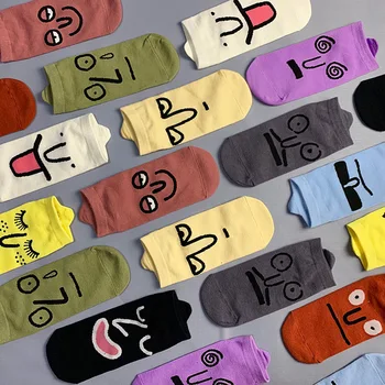 Забавные Красочные Носки-Лодочки для Женщин И Мужчин, Дурацкие Выразительные Персонализированные Хип-Хоп Крутые Хлопчатобумажные Носки Sokken Meias, Подарок Для Друзей  5