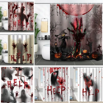 Занавеска для душа в стиле Хэллоуина, Ужасные Кровавые руки, занавески для ванной с крючками, декор с 3D-принтом, ширма для душа, водонепроницаемая ткань  5