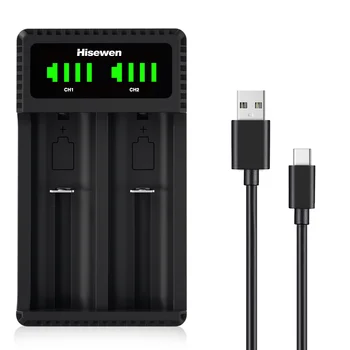 Зарядное устройство 18650, Hisewen Universal USB LED Dual Charger 18650 для Литий-ионных Аккумуляторов 3,7 В 14500 16340 18350 26650 21700  10