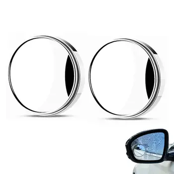Зеркало для слепых зон для автомобилей Широкоугольное автомобильное зеркало для слепых зон HD Стекло Бескаркасные круглые зеркала заднего вида с регулируемым широким углом обзора  5