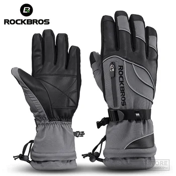Зимние велосипедные перчатки ROCKBROS -40 градусов, термальные водонепроницаемые ветрозащитные перчатки для горных велосипедов, для катания на лыжах, пеших прогулок, снегоходов, мотоциклов  4