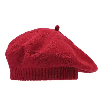 Зимний берет с геометрической хлопчатобумажной пряжкой, шляпа художника, восьмиугольная шляпа для женщин и девочек 12  0