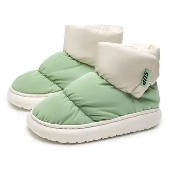 Зимняя женская хлопчатобумажная обувь 2023 года, легкие короткие ботильоны Cloudd унисекс на плоской подошве, теплая плюшевая пара, Меховая обувь, зимние ботинки  5