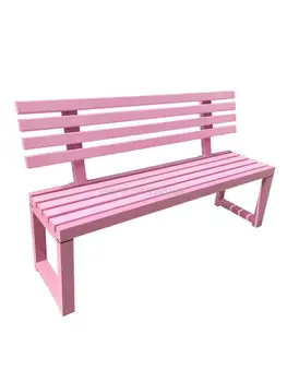 Изготовленный на заказ кибер-праздничный парковый стул с розовой спинкой, уличная скамейка для отдыха в торговом центре, табурет из массива дерева, Железная художественная скамейка во дворе.  4