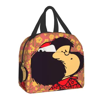 Изолированная сумка для ланча Quino Comic Mafalda для детей и женщин, сменный холодильник, термосумка для ланча, Офисная работа, школа, портативные сумки для пикника  5