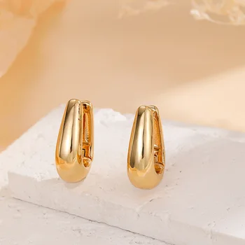 Изысканные женские серьги-кольца золотого цвета, нишевый дизайн, высококачественные серьги-гвоздики, свадебные украшения  10