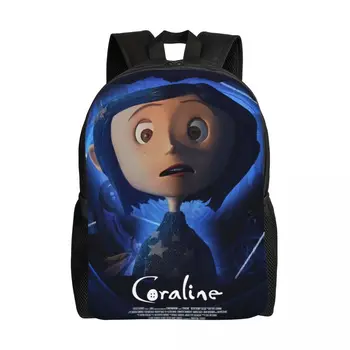 Индивидуальный рюкзак Coraline из фильма ужасов на Хэллоуин, женская и мужская мода, сумка для книг для школы, сумки для колледжа  5