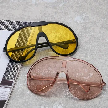 Интегрированные сросшиеся солнцезащитные очки Летние солнцезащитные очки большого размера с Hd-линзами Новые винтажные круглые солнцезащитные очки Y2K для защиты от ультрафиолета на открытом воздухе  5
