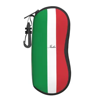 Итальянский флаг Италии, футляр для очков, Студенческая коробка для хранения очков на молнии, Очаровательный футляр для контактных линз.  5