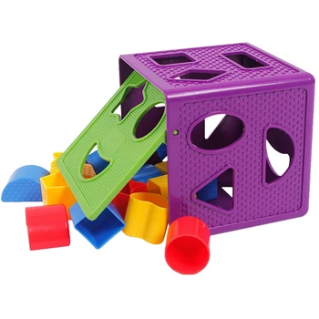 Квадратные Детские блоки Сортер формы Игрушечные блоки Мультиформы Распознавание цвета Коробка для игрушек  5