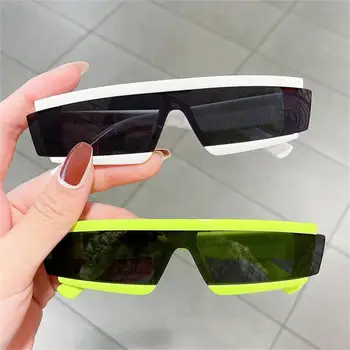 Квадратные солнцезащитные очки без оправы Для взрослых и детей в стиле панк Винтажных оттенков, солнцезащитные очки, трендовые женские очки, очки для велоспорта на открытом воздухе  5