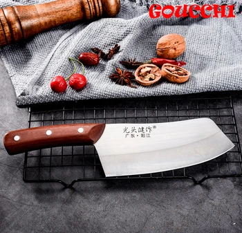 Китайский старомодный кухонный нож с деревянной ручкой для мяса, фруктов, овощей, рыбы, нож для разделки Мяса, Китайский тесак, Инструменты для приготовления пищи шеф-повара  5